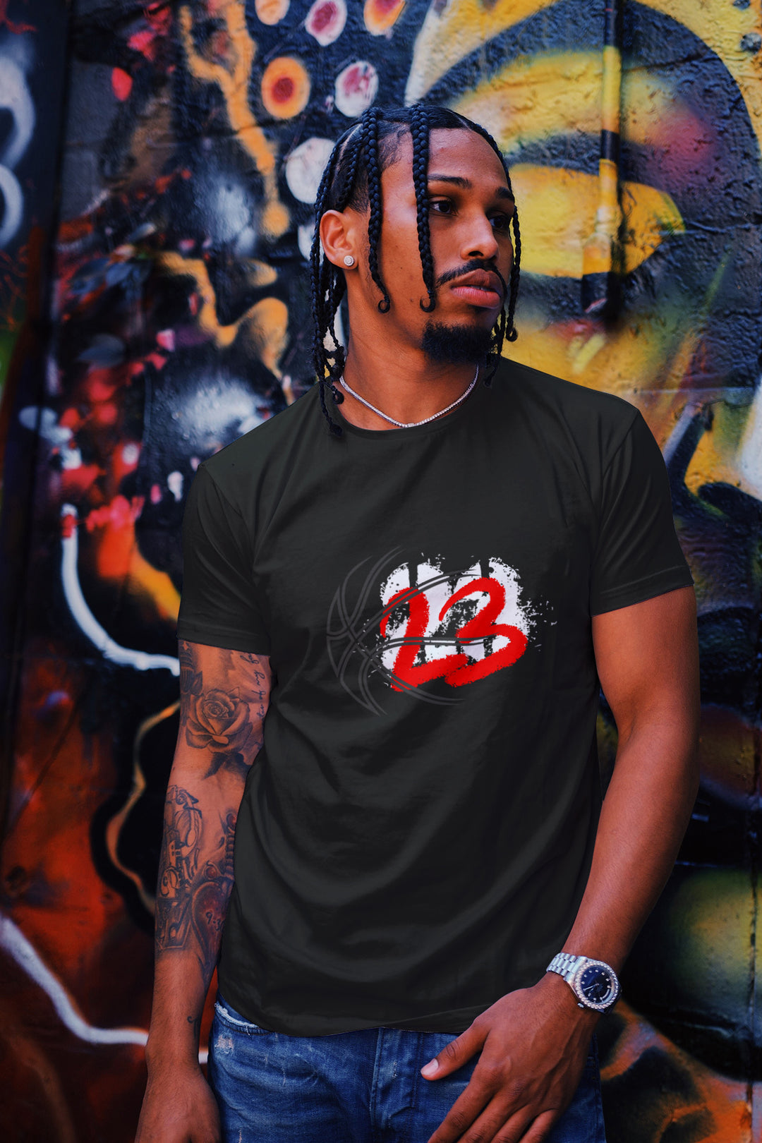 Unisex 23 Graphic Short Sleeve Black T-Shirt