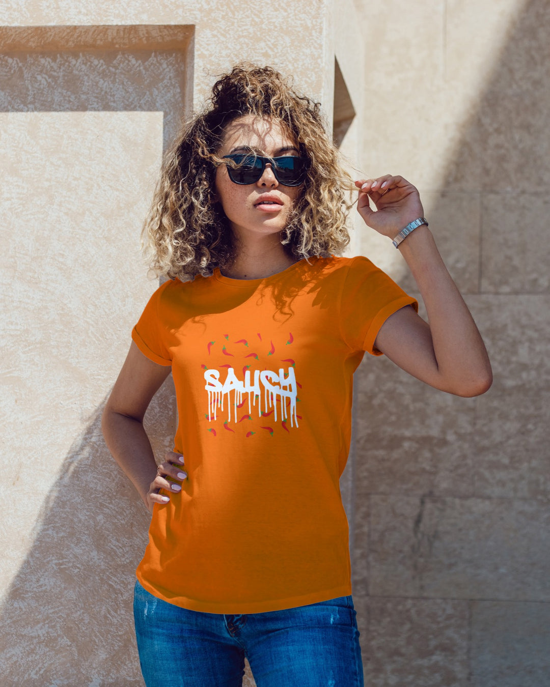 Unisex Saucy Short Sleeve Orange or Black T-shirt