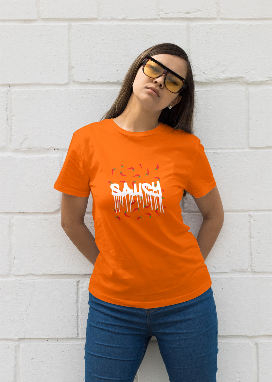 Unisex Saucy Short Sleeve Orange or Black T-shirt