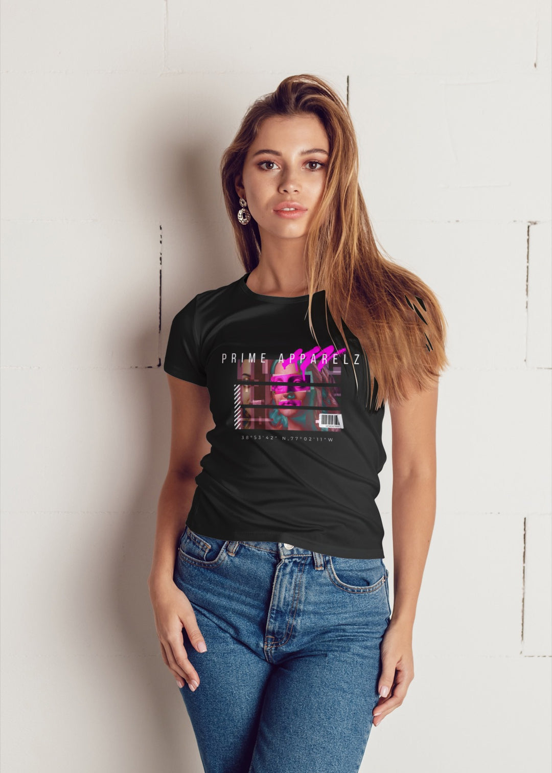 Unisex Prime Apparelz Pink Graphic Short Sleeve Black T-Shirt