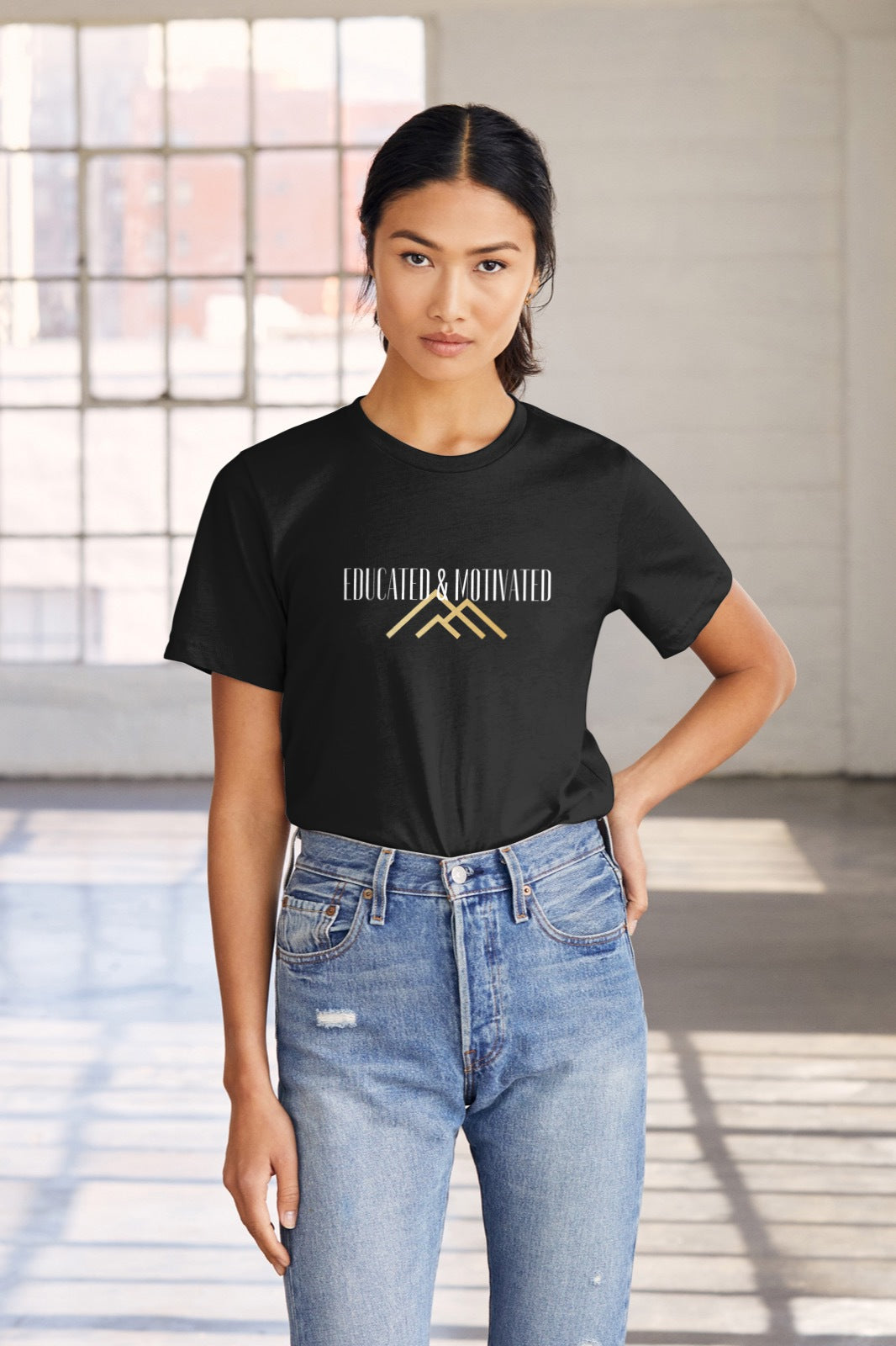 Unisex Educated and Motivated Short Sleeve Black T-Shirt