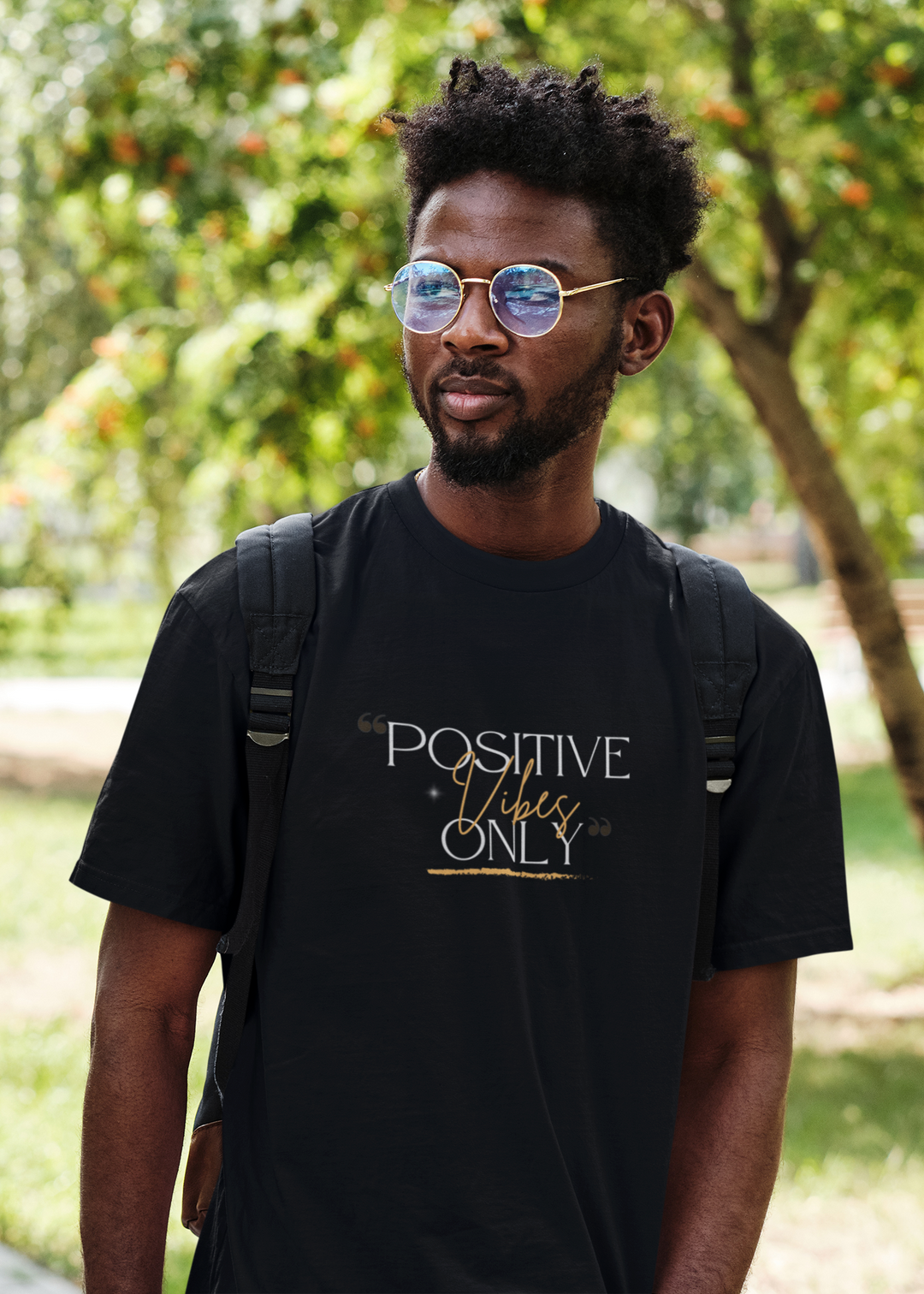 Positive Vibes Only Fitted Short Sleeve Black T-Shirt