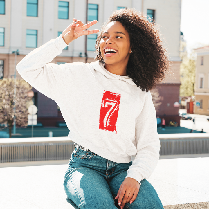 Unisex Seven White and Red Graphic Hoodie