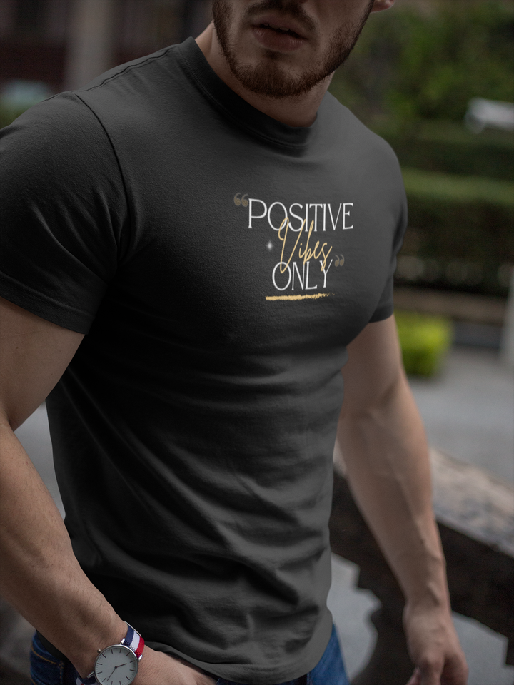 Positive Vibes Only Fitted Short Sleeve Black T-Shirt