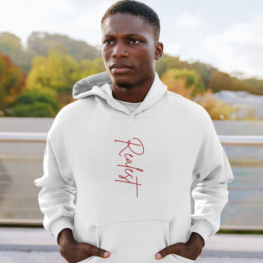 Unisex Realest White and Red Hoodie