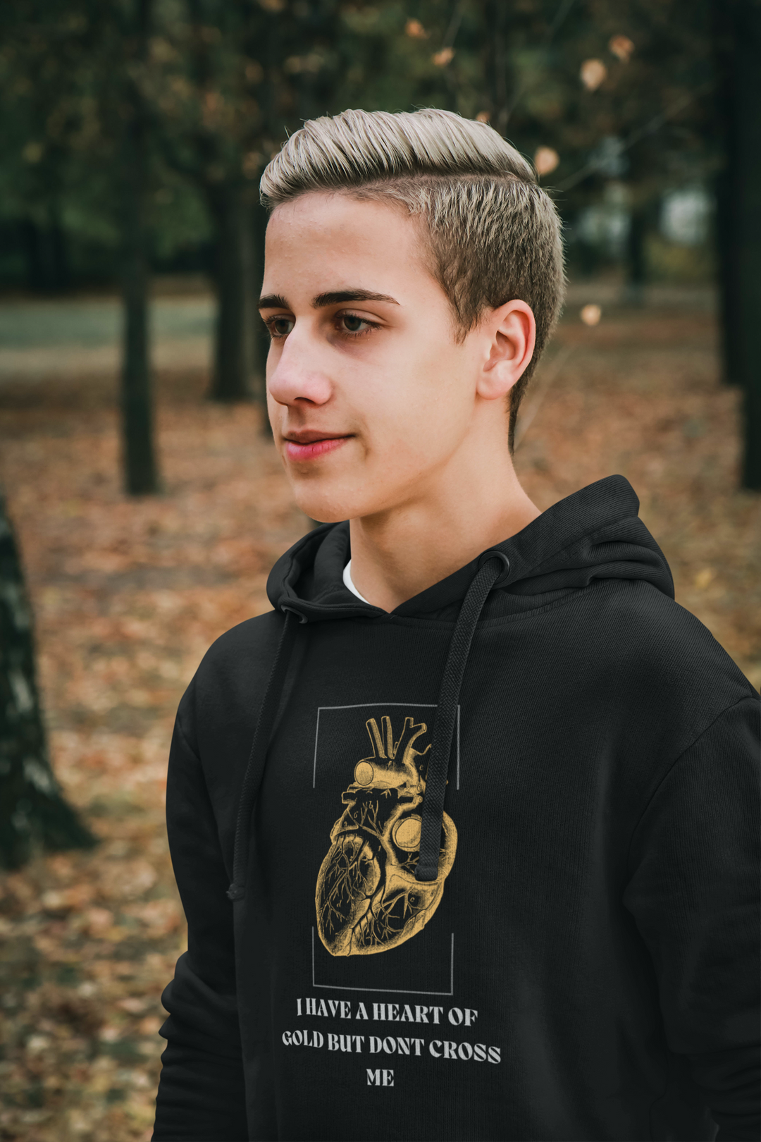 Unisex I Have A Heart Of Gold, But Don't Cross Me Black and Gold Hoodie