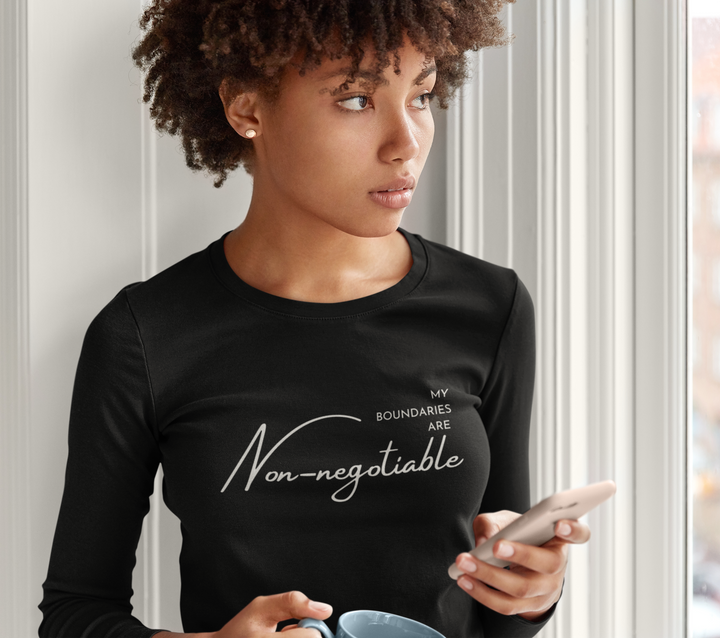 My Boundaries Are Non-Negotiable Long Sleeve Black Tee