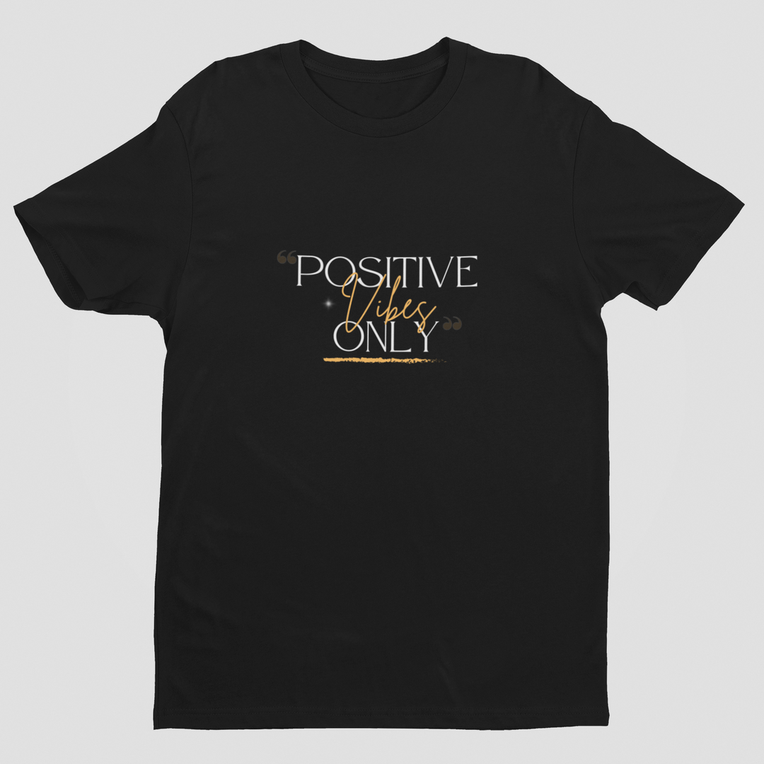 Positive Vibes Only Fitted Short Sleeve Black T-Shirt