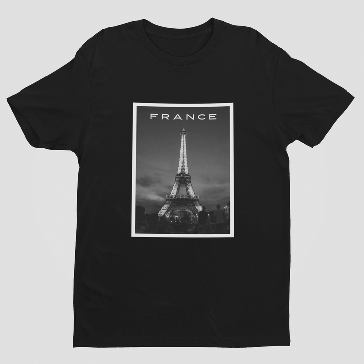 Unisex Iconic France Short Sleeve Black T-Shirt