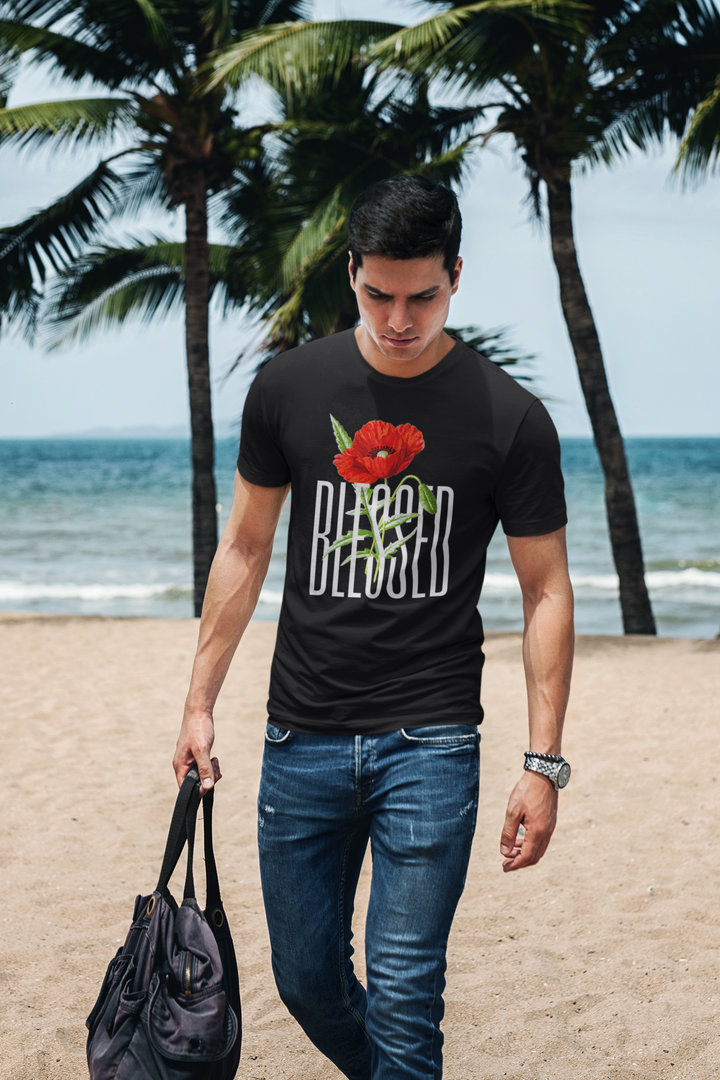 Blessed Floral Graphic Short Sleeve Black T-Shirt