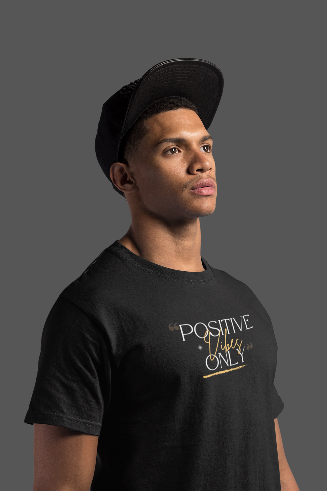 Positive Vibes Only Fitted Short Sleeve Black T-Shirt