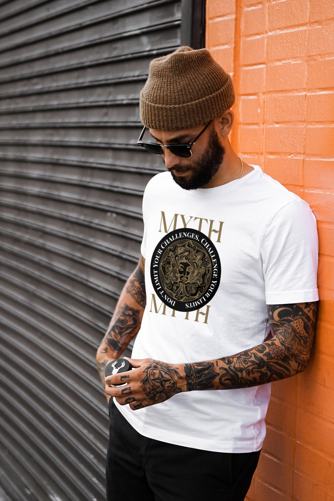 Myth Graphic Short Sleeve White, Tan, or Maroon T-Shirt